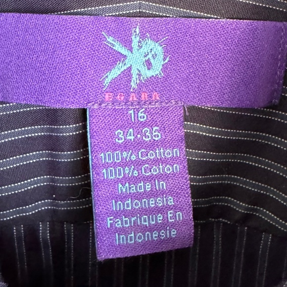 EGARA Men's Long Sleeve Striped Cotton‎ Dress Shirt Button Up Purple 16 - 34/35 - Picture 2 of 14